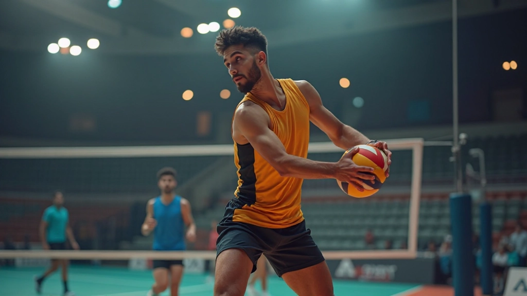 Volleyball player performing a professional serving technique